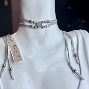 Chan Luu Silver Wrap Necklace Choker Long Necklace Wrap  Rainbow Druzy